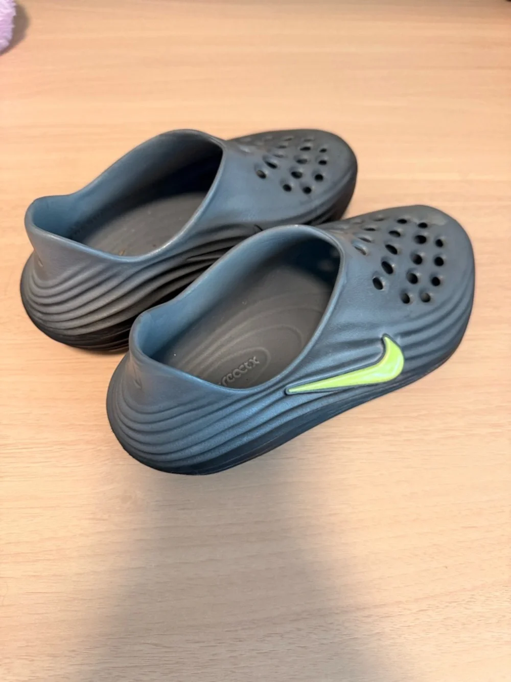 Nike Kids Black Slip-On Water Shoes with Lime Swoosh